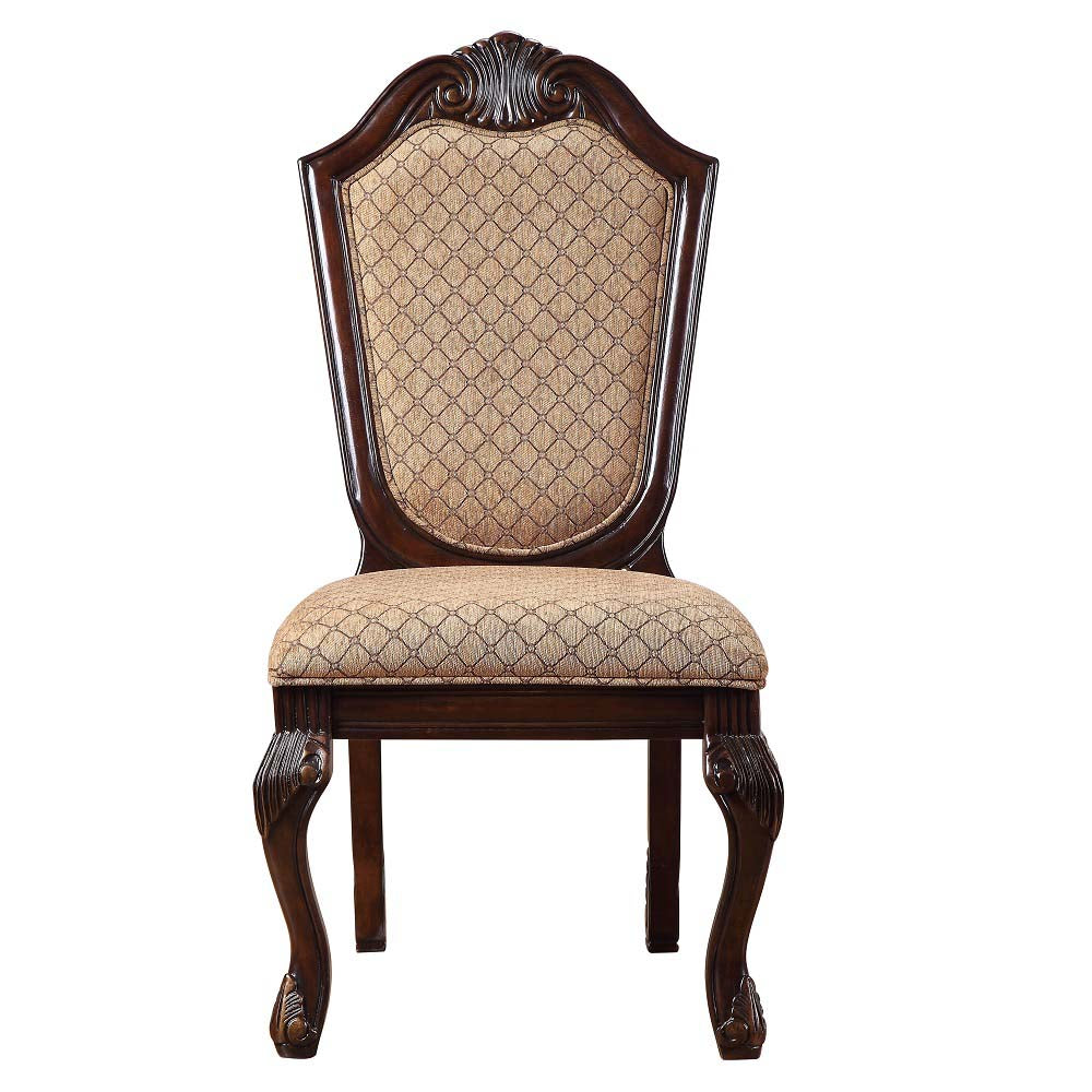 Acme - Chateau De Ville Side Chair (Set-2) 64077 Fabric & Espresso Finish