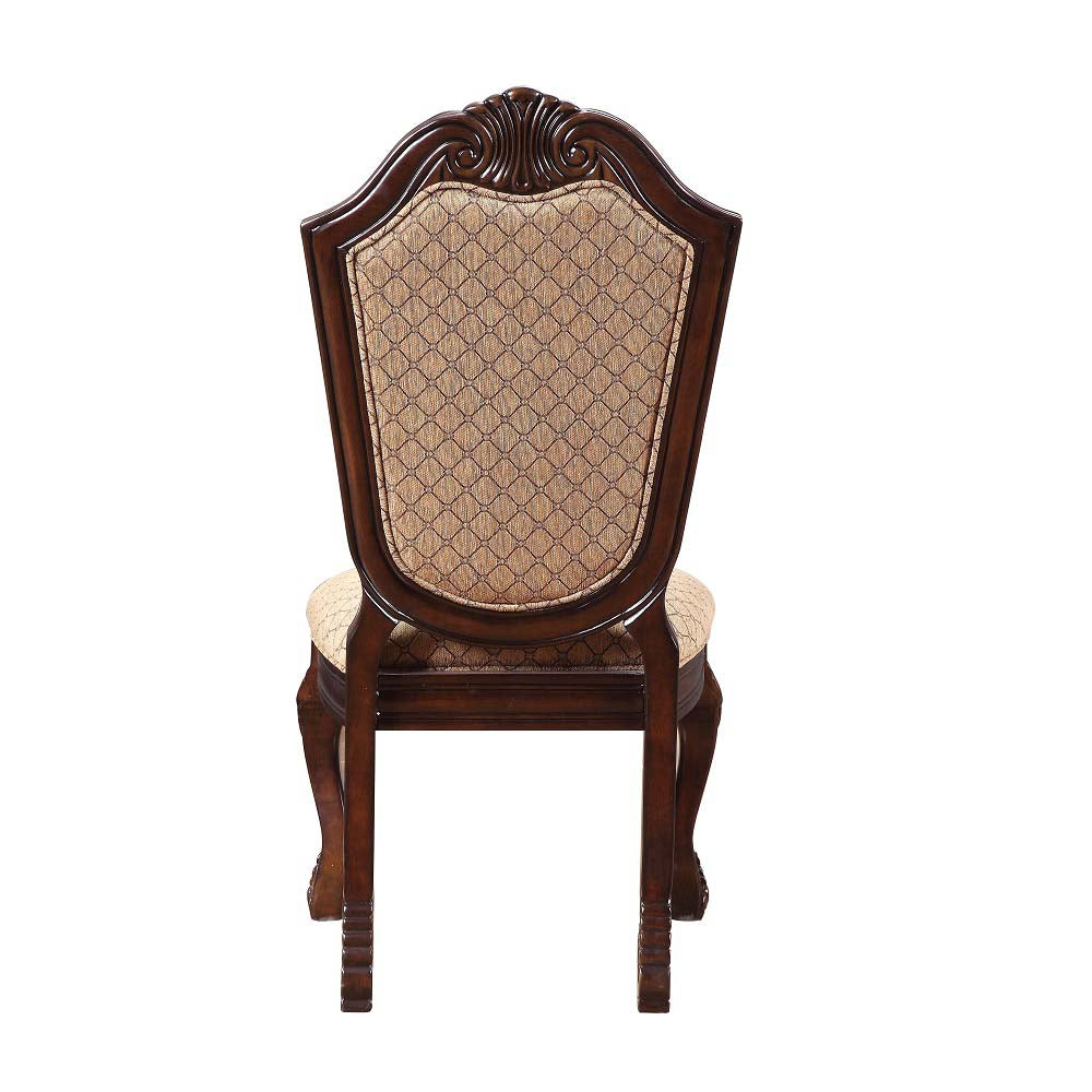 Acme - Chateau De Ville Side Chair (Set-2) 64077 Fabric & Espresso Finish