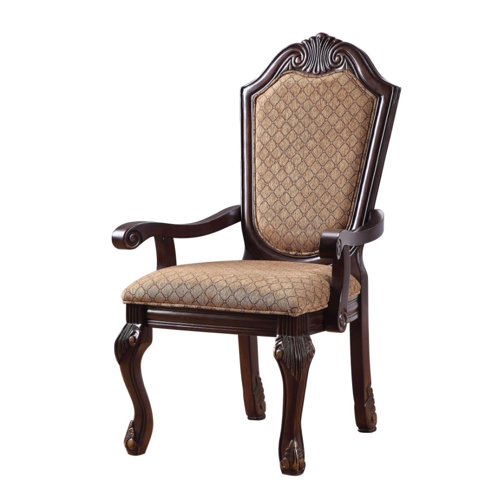 Acme - Chateau De Ville Arm Chair (Set-2) 64078A Fabric & Espresso Finish
