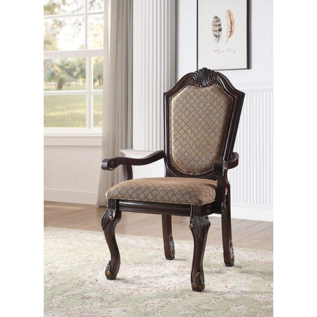 Acme - Chateau De Ville Arm Chair (Set-2) 64078A Fabric & Espresso Finish