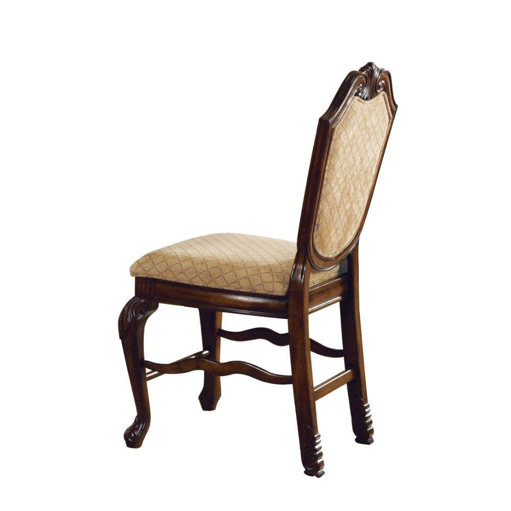 Acme - Chateau De Ville Counter Height Chair (Set-2) 64084 Fabric & Espresso Finish