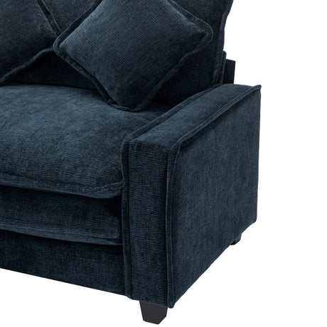 Contemporary Chenille Upholstered Sectional Sofa with Ottomans, USB Ports, Cup Holders & Storage, Blue - sold by Home Elegance USA