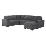 Modern Melody Grey Sectional Sofa with Pullout Bed Feature in 100% Polyester Fabric
