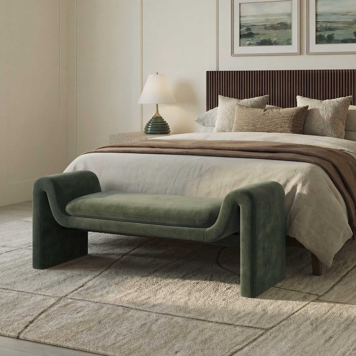 Manson Bench Moss - Dark Green by Uttermost - View 2