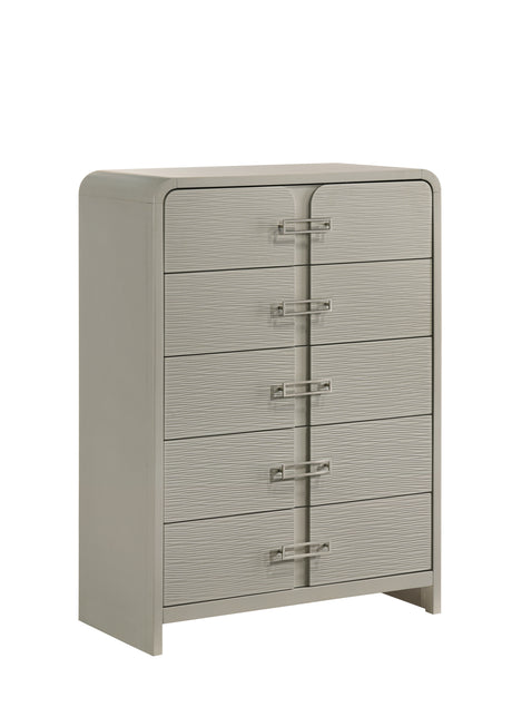 Aria Contemporary Queen 5PC Bedroom Set Modern Storage Bed with Ball Bearing Glide Drawers in Beige - sold by Home Elegance USA