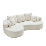 Cloud Curved Sectional Sofa with Chaise - Snow White, High-Elastic Foam, 106 in.