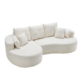 Cloud Curved Sectional Sofa with Chaise - Snow White, High-Elastic Foam, 106 in. - sold by Home Elegance USA