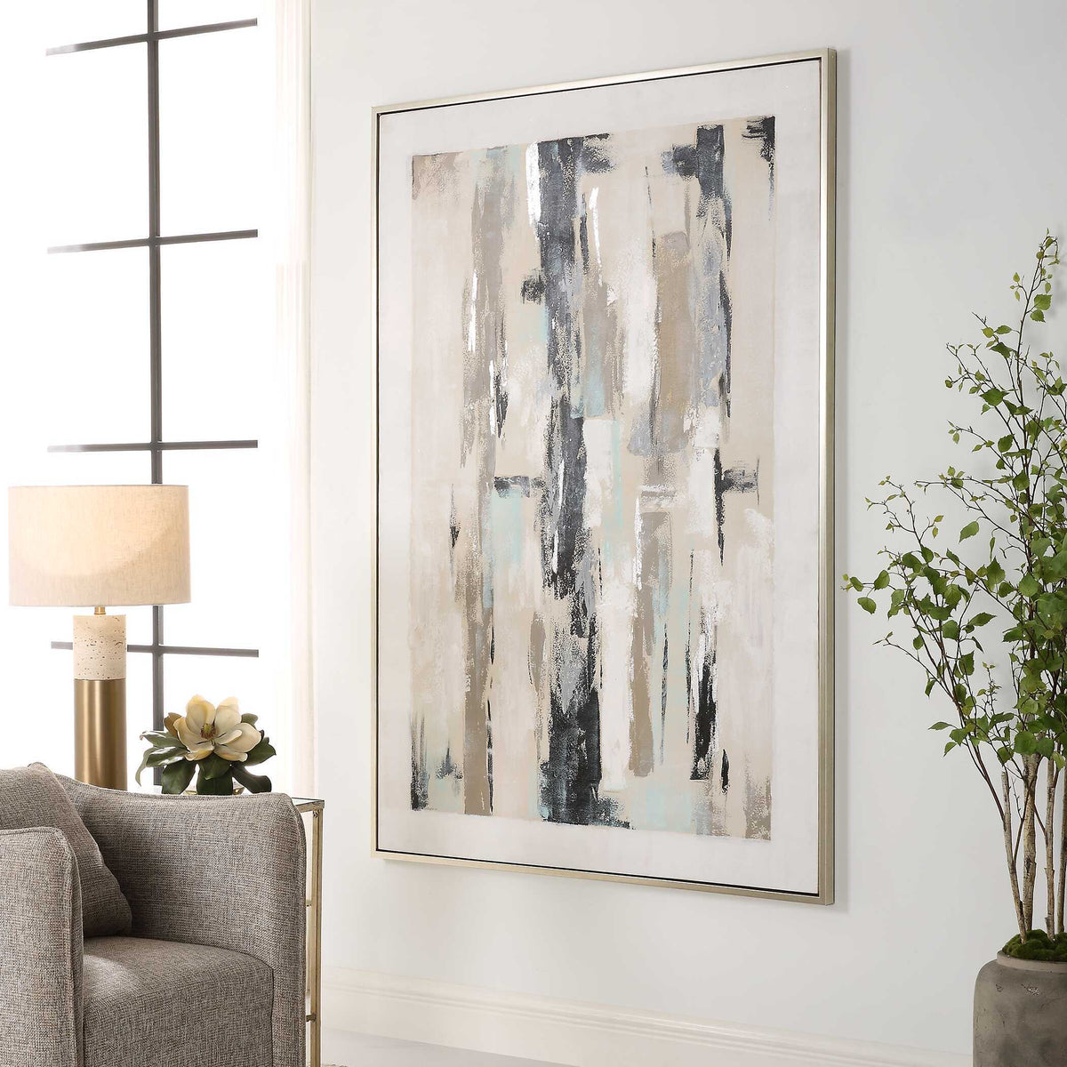 Placidity Hand Painted Abstract Art - Beige by Uttermost - View 3