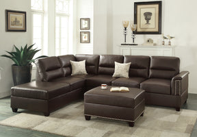 New Contemporary 3-PCS Reversible Sectional Set Living Room Furniture Espresso Faux Leather Couch Sofa Chaise Ottoman - sold by Home Elegance USA