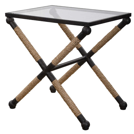 Braddock Coastal Accent Table - Black / Beige by Uttermost - View 3