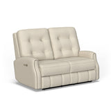 Devon Transitional Fabric Power Reclining Loveseat With Power Headrests | Flexsteel