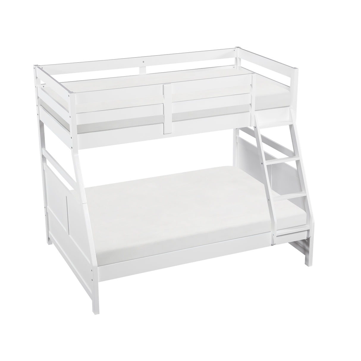 Bunk Bed Twin Over Full White Finish Sturdy Wood Frame Guard Rails Youth Bedroom Furniture 1pc - sold by Home Elegance USA