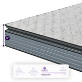 NapQueen Isabella 14 Inch Twin Hybrid Pillow Top Mattress in Grey+White with Foam+Spring Construction, CertiPUR-US Certified, Made in USA