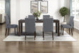Classic 7pc Dining Set Dark Brown Finish Table and 6x Side Chairs Comfort Upholstery Gray Dining Kitchen Furniture