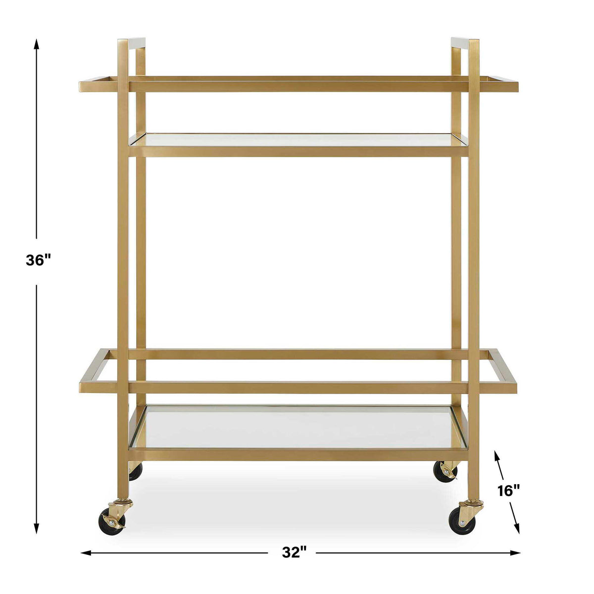 Erena Bar Cart Brass - Gold by Uttermost - View 5