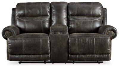 Ashley Charcoal Grearview PWR REC Loveseat/CON/ADJ HDRST - Faux Leather - 6500518 - Home Elegance USA - 1