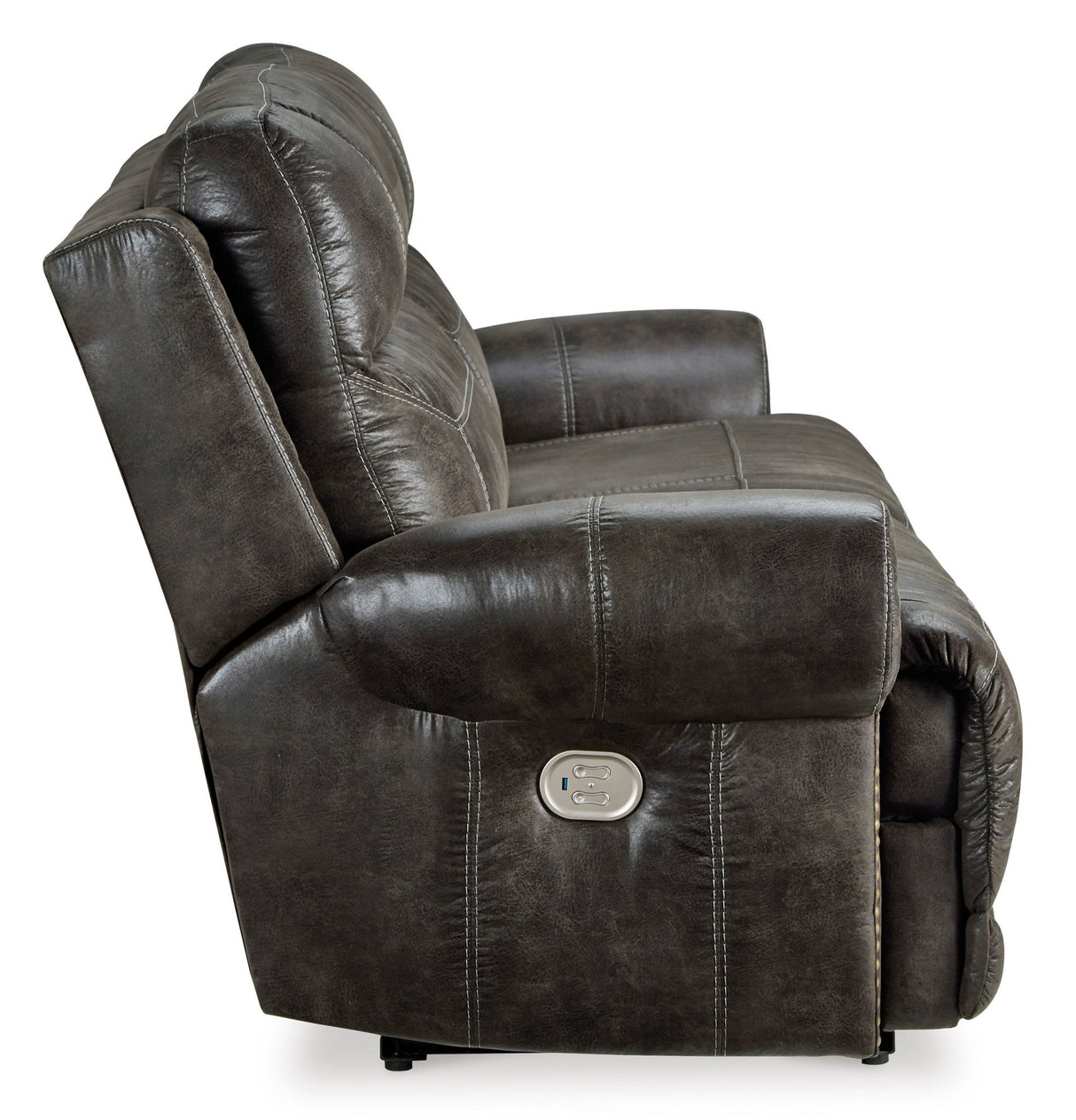 Ashley Charcoal Grearview 2 Seat PWR REC Sofa ADJ HDREST - Faux Leather - 6500547 - Home Elegance USA - 3