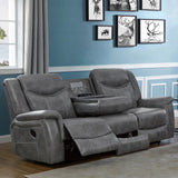 Motion Sofa W/ Pop Up Outlet - Conrad Upholstered Motion Sofa Cool Grey