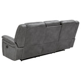 Motion Sofa W/ Pop Up Outlet - Conrad Upholstered Motion Sofa Cool Grey