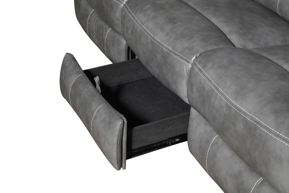 Motion Sofa W/ Pop Up Outlet - Conrad Upholstered Motion Sofa Cool Grey