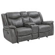 Glider Loveseat W/ Power Outlet - Conrad Upholstered Motion Loveseat Cool Grey