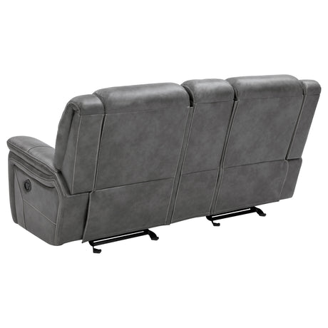 Glider Loveseat W/ Power Outlet - Conrad Upholstered Motion Loveseat Cool Grey