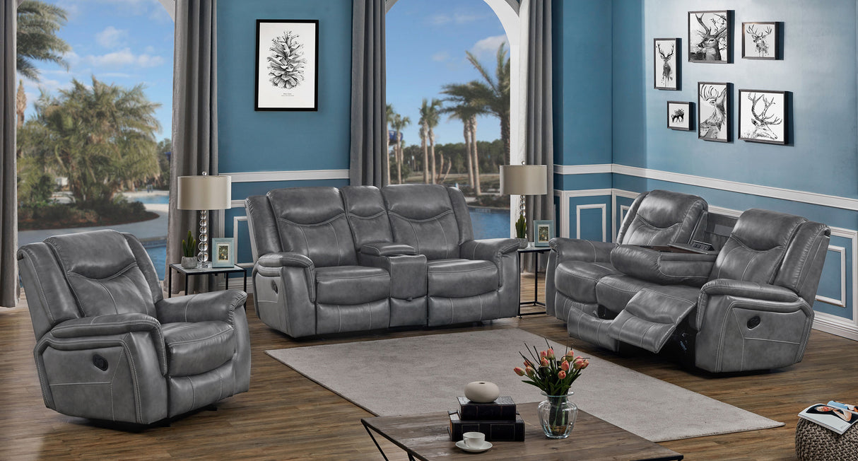 Glider Loveseat W/ Power Outlet - Conrad Upholstered Motion Loveseat Cool Grey