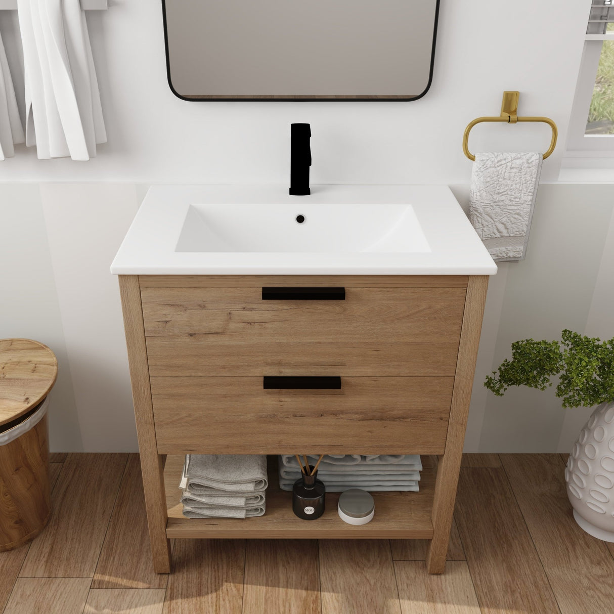 30 Inch Bathroom Vanity Plywood With 2 Drawers - W999S00061 - image - 4