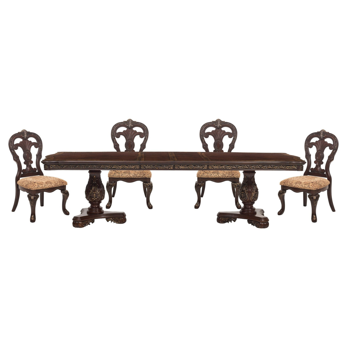 Beautiful Traditional Design 1pc Rectangular Dining Table with 2x Extension Leaf Cherry Finish with Gold Tipping | Home Elegance USA