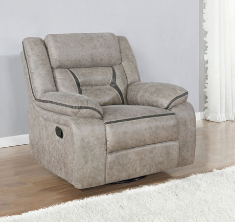 Greer Upholstered Swivel Glider Recliner Chair Taupe - sold by Home Elegance USA