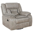 Greer Upholstered Swivel Glider Recliner Chair Taupe - sold by Home Elegance USA