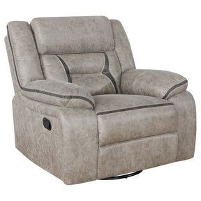 Greer Upholstered Swivel Glider Recliner Chair Taupe - sold by Home Elegance USA