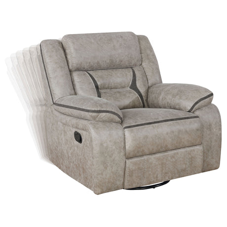 Greer Upholstered Swivel Glider Recliner Chair Taupe - sold by Home Elegance USA