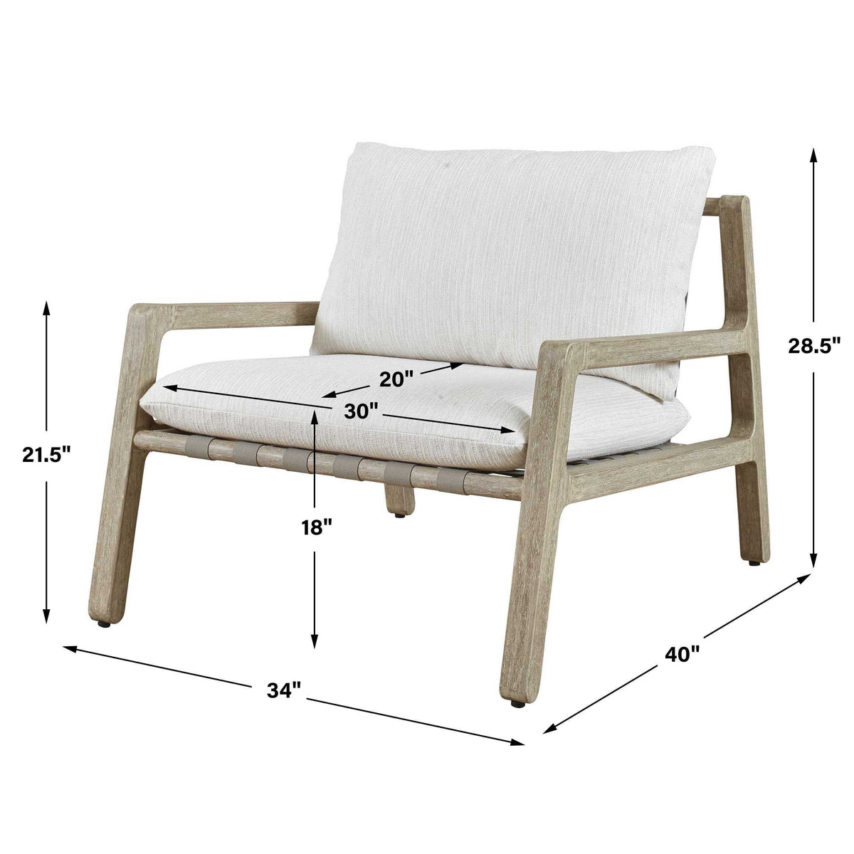 Strapped Outdoor Lounge Chair - Light Brown / Light Gray by Uttermost - View 14