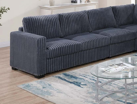 Elegant 4-Pc Sectional Set Dark Gray One Arm Loveseat Corner Wedge Armless Chair Corduroy Upholstered L-Shaped Plush Couch - sold by Home Elegance USA