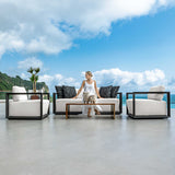 Remsen Outdoor Sofa Black / Oyster - Black / White by Uttermost - View 7