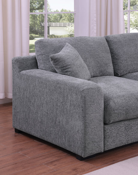 Celine 128'W Light Gray Chenille Fabric Corner Sectional Sofa with Right-Facing Chaise, Cupholders, and Charging Ports - sold by Home Elegance USA