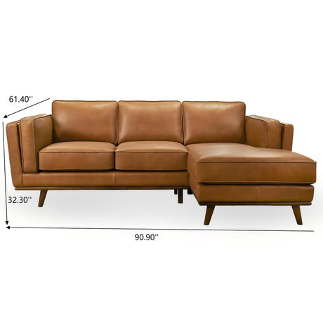 Chase Genuine Leather Sectional Sofa Right Facing Tan Full Leather 90.90' - sold by Home Elegance USA