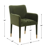 Conifer Dining Arm Chair Moss Green - Dark Green by Uttermost - View 7