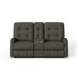 Devon Transitional Fabric Power Reclining Loveseat, Console | Flexsteel