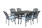 Aluminum 7 - Piece Rectangular Dining Set With 6 Arm Chairs, Light Blue - B010S00301 - Home Elegance USA - 2