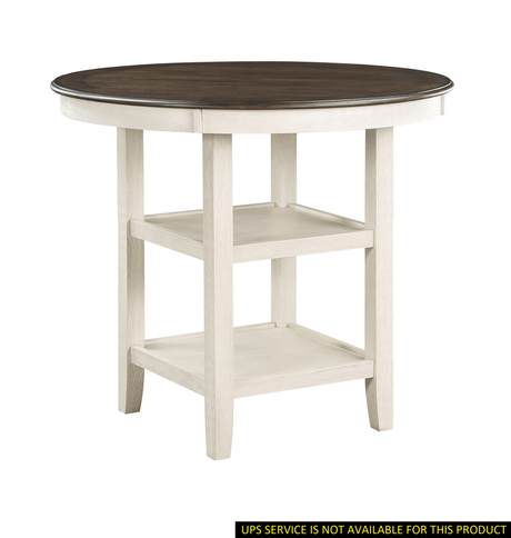 Brown and Antique White Finish 1pc Counter Height Table with 2x Display Shelves Transitional Style Furniture - B01155789 - Home Elegance USA - 1