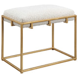 Paradox Small Shearling Bench Gold & White - White / Gold by Uttermost - View 3