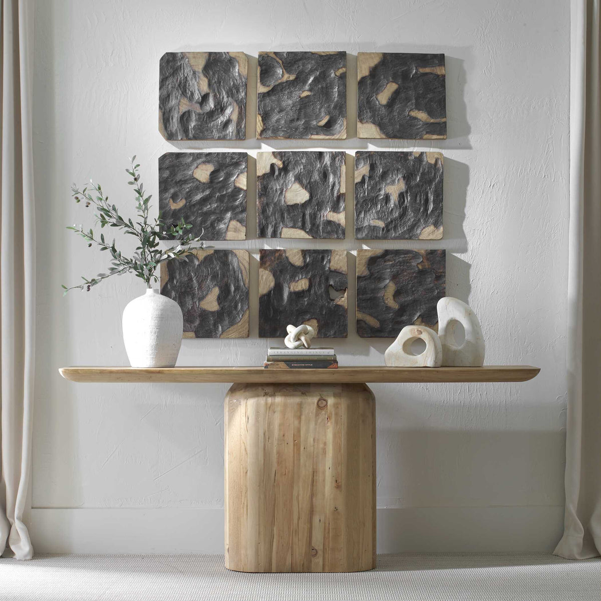 Ignite Wood Wall Decor (Set of 9) Black / Woodtone - Black / Light Brown by Uttermost - View 2