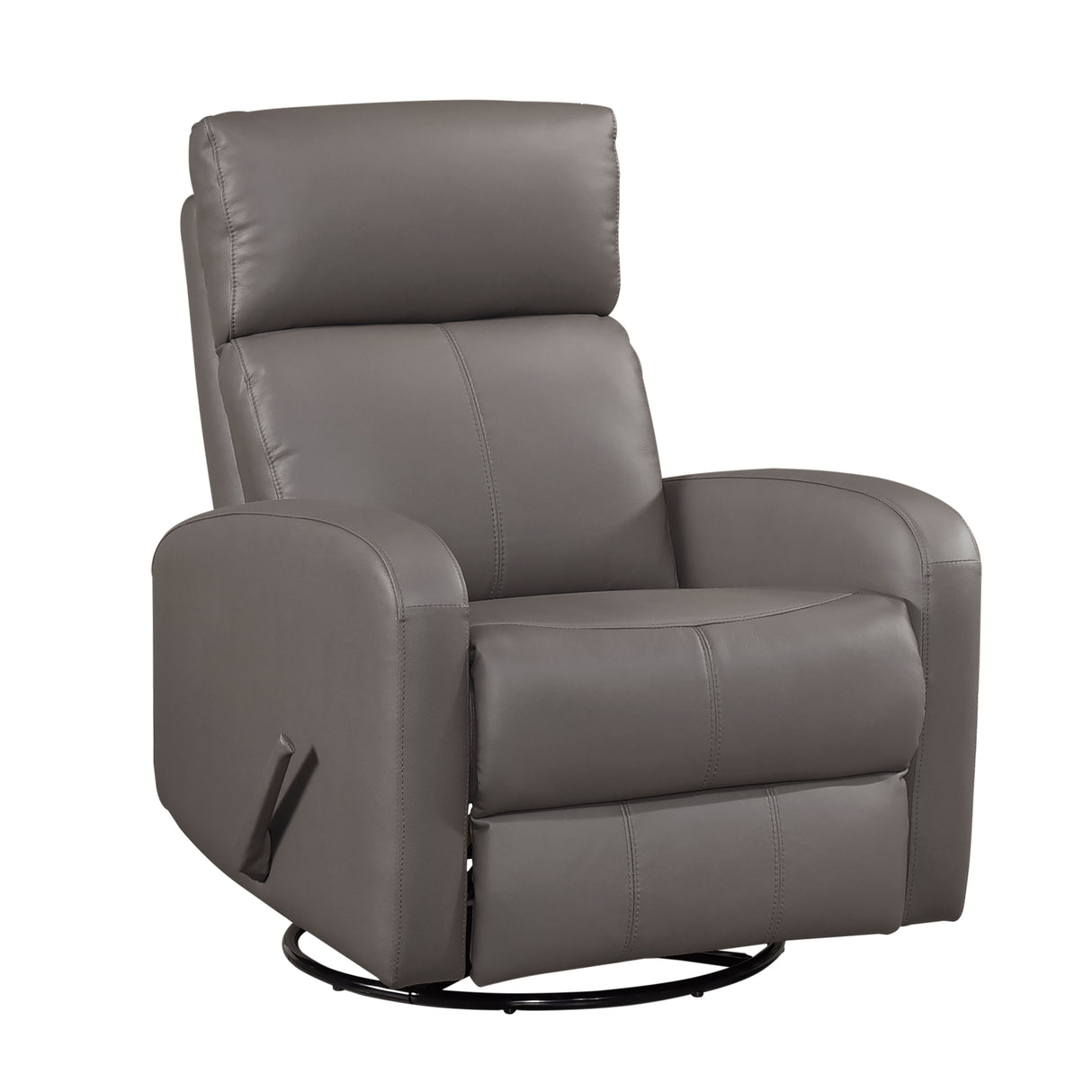 1pc Glider Recliner Chair with Swivel Motion Mocha Leather Upholstery Luxury Comfort Solid Wood Living Room Furniture