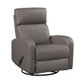 1pc Glider Recliner Chair with Swivel Motion Mocha Leather Upholstery Luxury Comfort Solid Wood Living Room Furniture