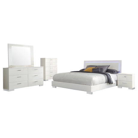 Dulcey White High Gloss 5-piece Queen Bedroom Set - sold by Home Elegance USA