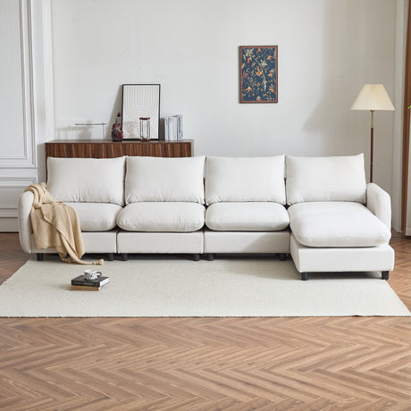 130 in. oversize 5-Piece L Shaped Modular Free Combination Sectional Sofa Couch with Ottoman for Living Room and Spacious Space - sold by Home Elegance USA