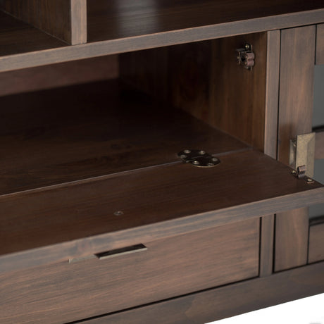 Artisan 72 inch Wide Solid Wood TV Stand in Natural Aged Brown For TVs up to 80 inches - sold by Home Elegance USA