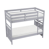 Bunk Bed Twin Over Twin Gray Finish Sturdy Wood Frame Guard Rails Youth Bedroom Furniture 1pc - sold by Home Elegance USA